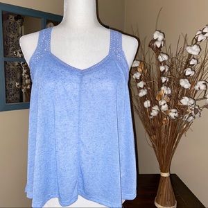 Aeropostale Light Blue Crochet Strap Tank Top